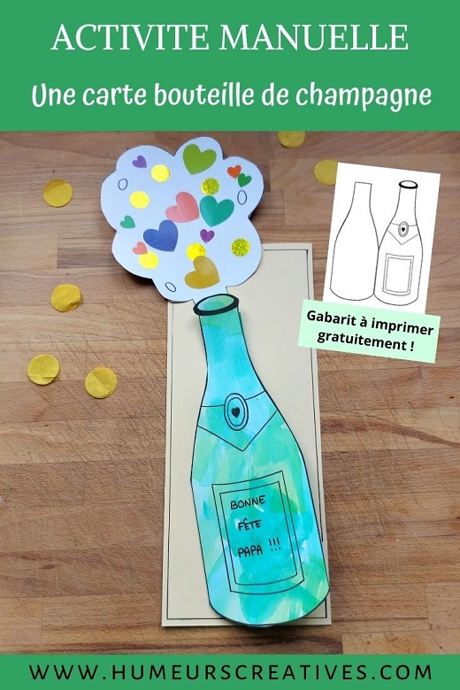 Activité manuelle pour enfants : une carte bouteille de champagne pour la fête des pères