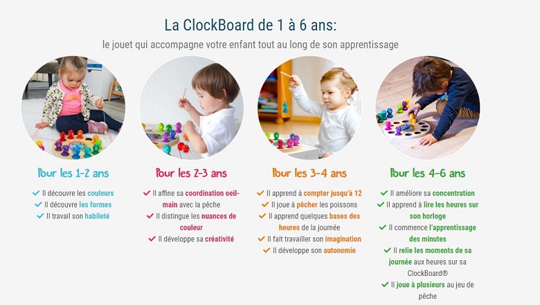 clockboard, jeu en bois pour enfants