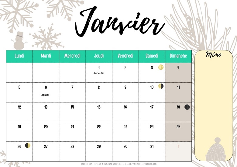 Calendrier 2026 à télécharger gratuitement